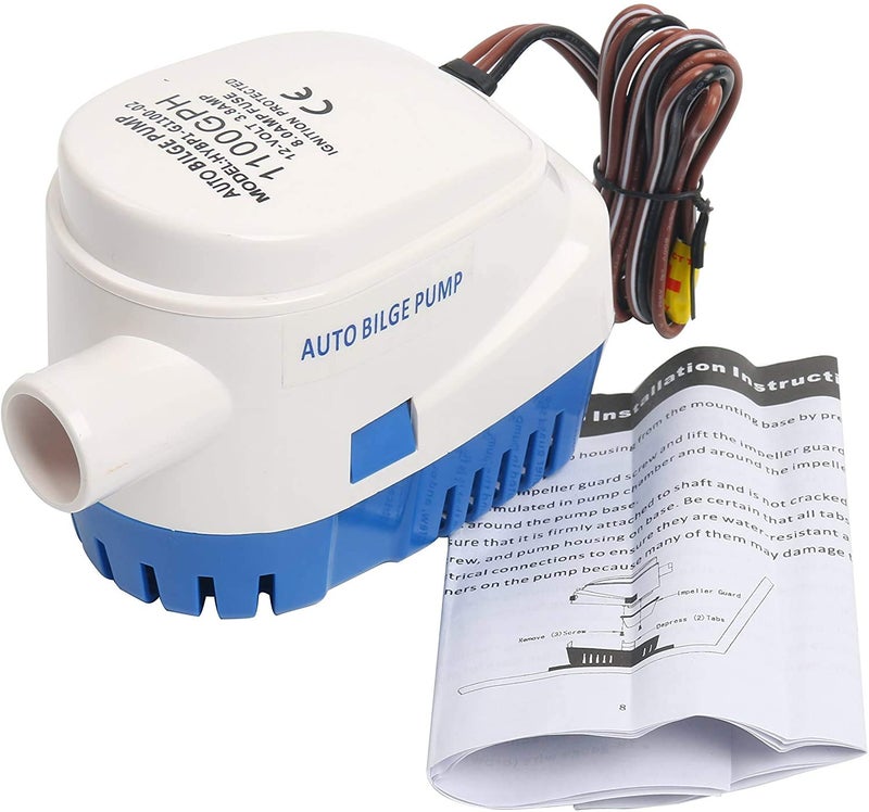 Amarine Made Automatic Submersible 1100GPH Boat Bilge Water Pump 12V 3.8A Auto with Float Switch-1-1/8 inch (29mm) Outlet Hole Dia - Image 1